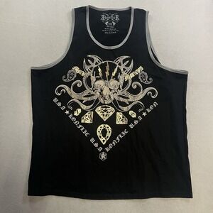 Konflic Tank Top Shirt Men's Size 2XL Black Skull Gothic Biker MMA USA Y2K